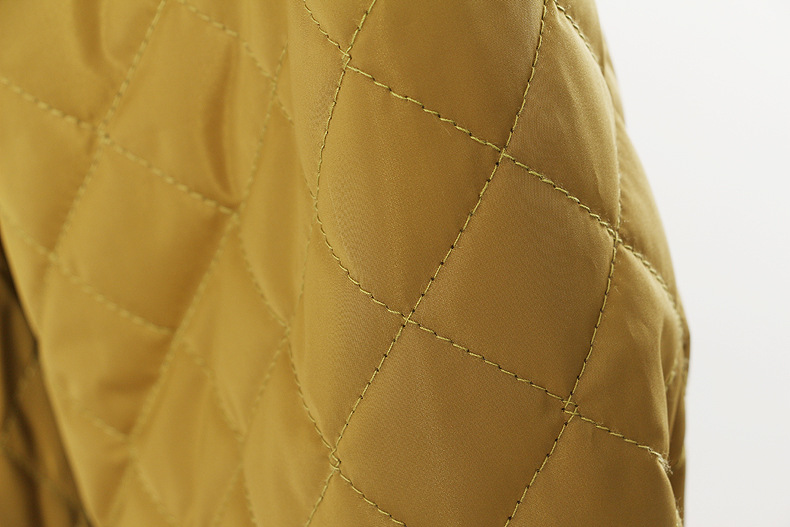 Autumn Winter round Neck Quilted High Waist Loose Dress Cotton Padded Jacket for Women