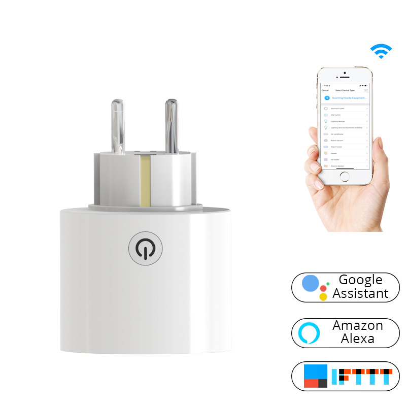 Tuya wifi smart home socket round power meter European plug APP remote timing wireless socket
