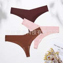瑜伽健身bi备 丁字裤纯棉底档 不尴尬冰丝无痕纯欲性感女士内裤