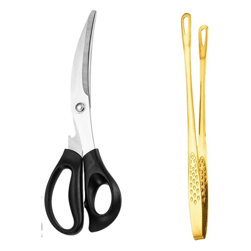 Clip de barbacoa 304 de acero inoxidable coreano clip de barbacoa tijeras de barbacoa clip de carne clip de comida buffet de hotel