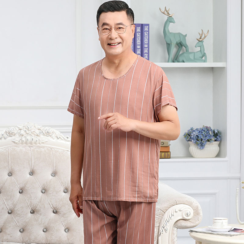High density 40-count short-sleeved suit 610 dark coffee stripes