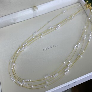 Gypsophila Necklace French Elegant Gypsophila Necklace 3-4mm Nearly Perfect Round Slightly Defective High Quality Freshwater Ak Strong Light