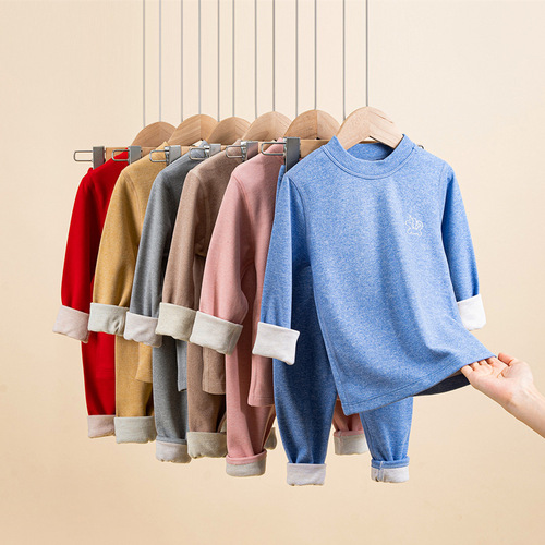 Children's Wool Silk Thermal Underwear Breathable Boys and Girls Pajamas Home Clothes Thickened Baby Autumn Clothes Autumn Pants Set