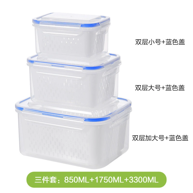 Double-layer storage box with drying rack for fruits and home organization in multiple sizes
