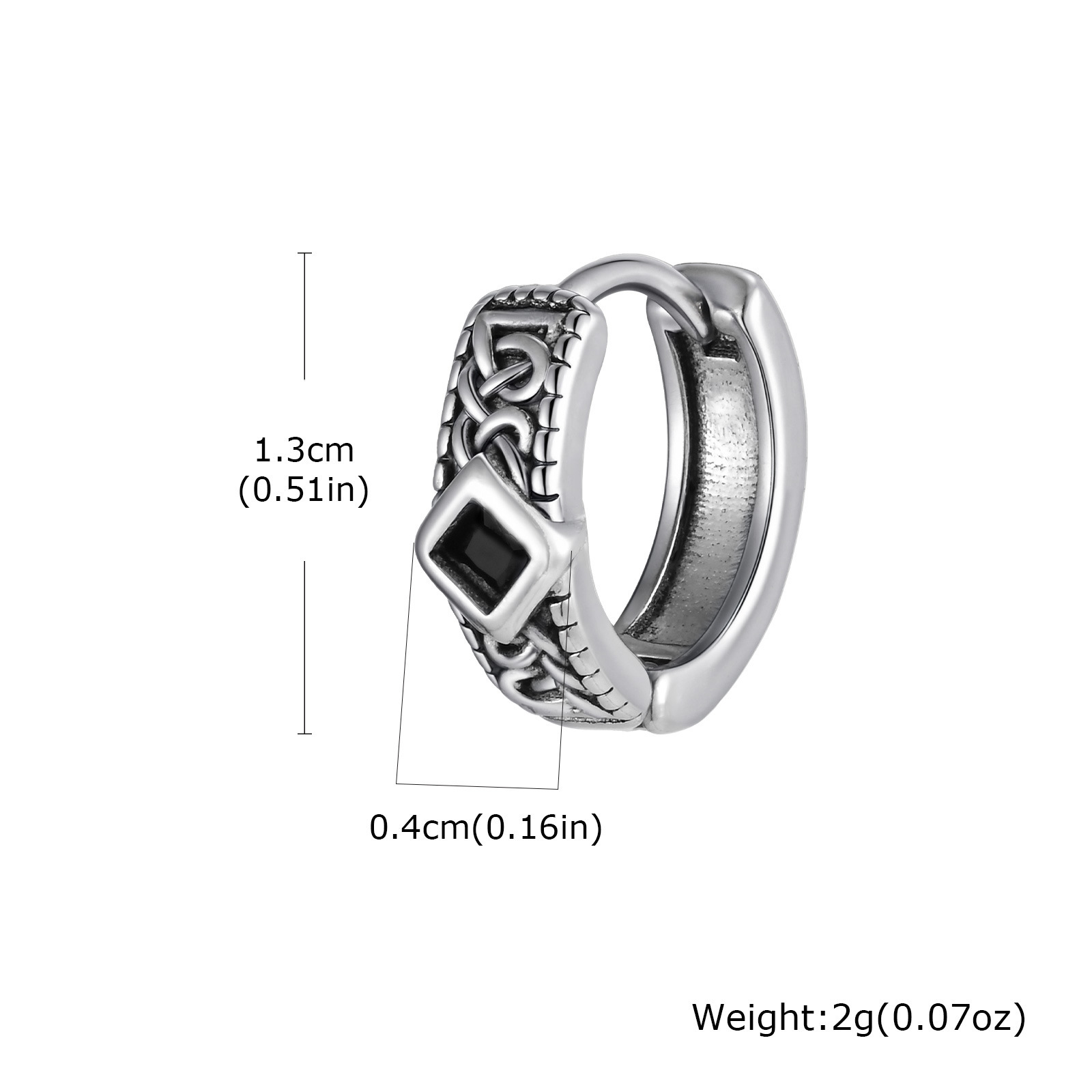 Cross-border Jewelry For Men, Fashionable And Unique Classic Cool Stainless Steel Diamond-shaped Hoop Earrings, Cross_voghion.com