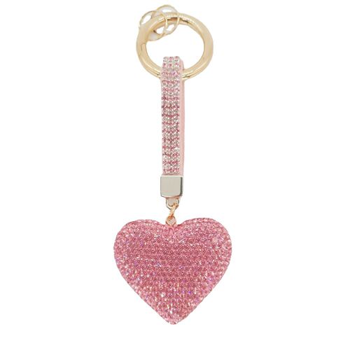Creative clay dots drilled full of diamond rope heart keychain love women's bag pendant car keychain pendant accessories