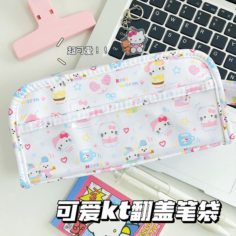 墨点腊肠狗折叠笔袋ins卡通印花多功能文具盒高颜值大容量铅笔盒|undefined