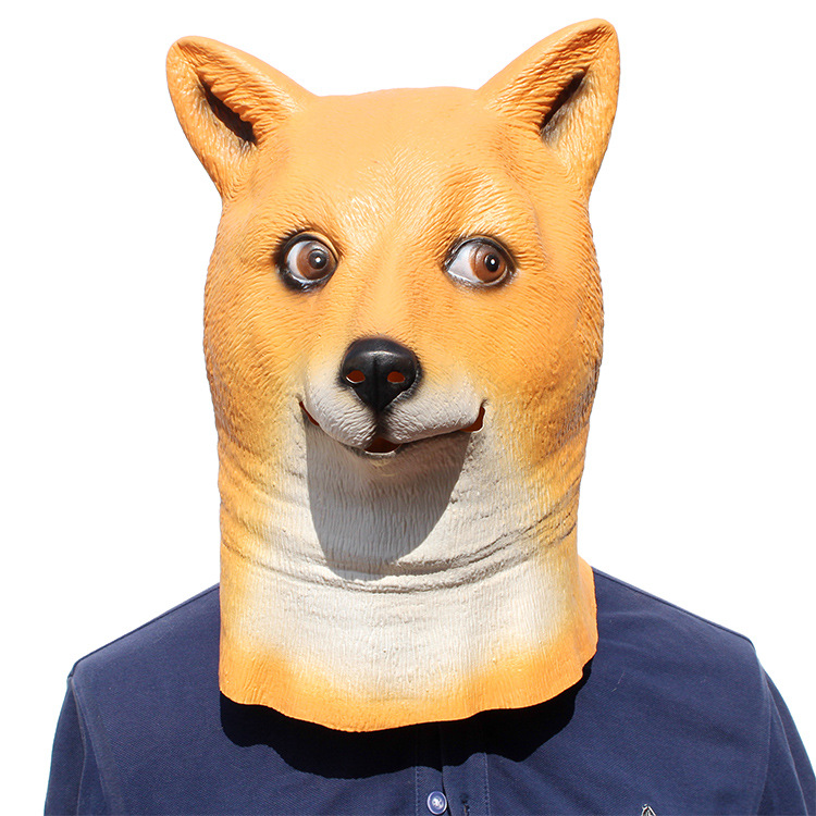 Хэллоуин подделывает декоративное реквизит вечеринки партии вечеринки Шиба Пет Шиба Ину латексная маска для головы