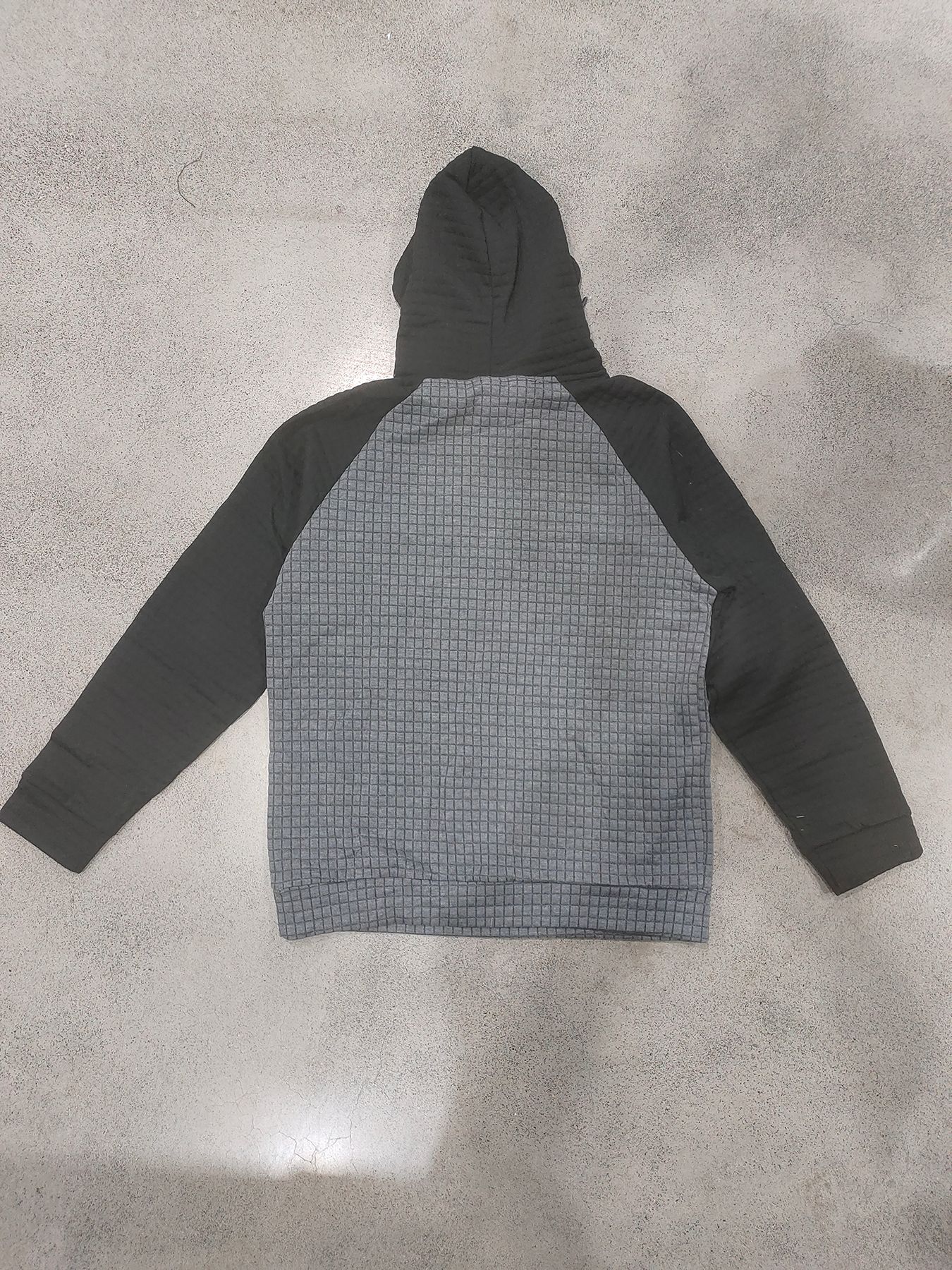 Schweres Kapuzensweatshirt mit Farbblockdesign für Herren, lockere Passform, Pullover mit Kordelzug für lässige Streetwear (Schwarz/Grau, Armeegrün/Beige)_voghion.com