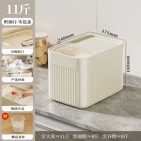 Push-pull lid (1-2 people) creamy white - about 11 pounds + comes with measuring cup