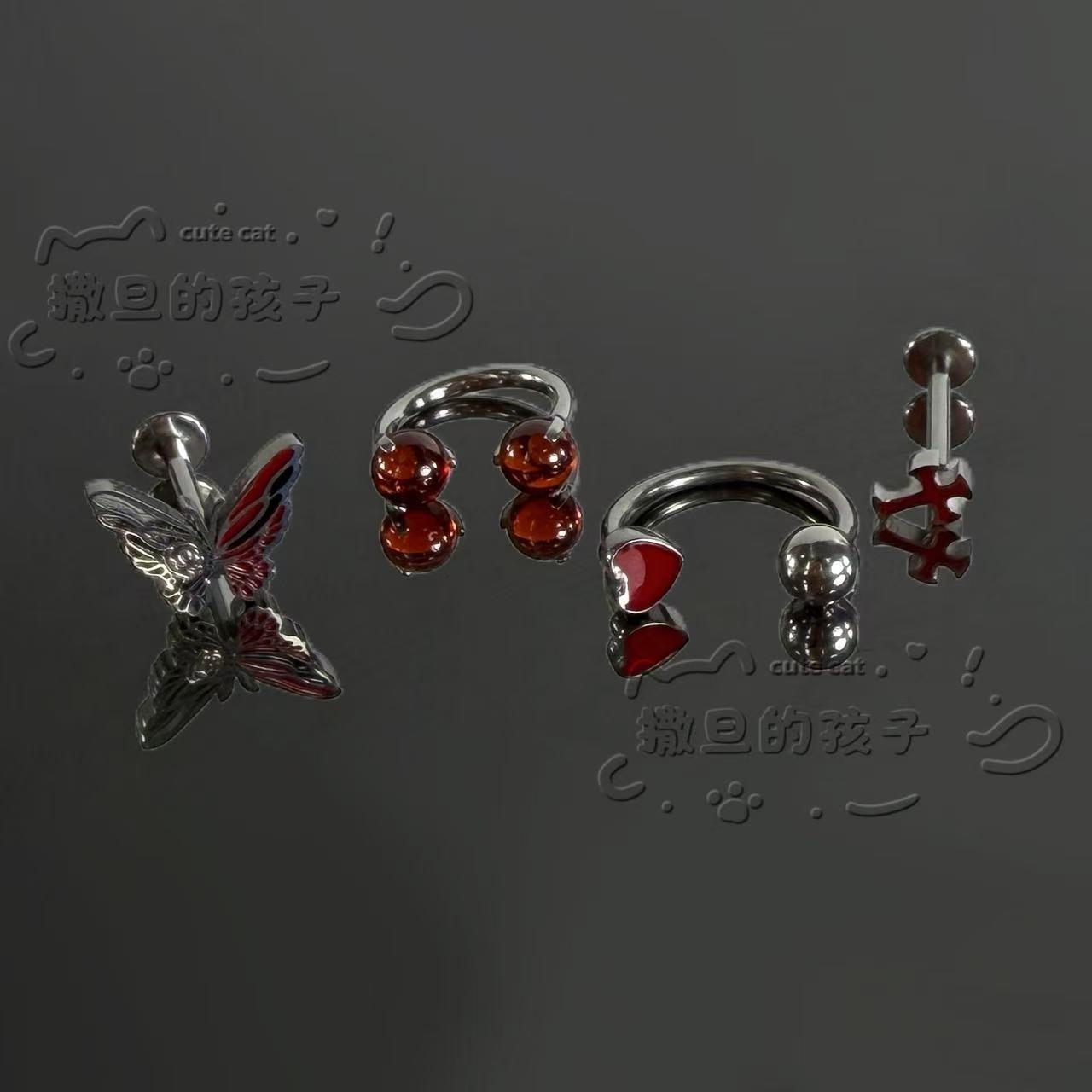 Satan's Child Butterfly Lip Ring - 316L Surgical Steel Labret Stud, Sweet and Cool Ear Cartilage Jewelry detail image 9