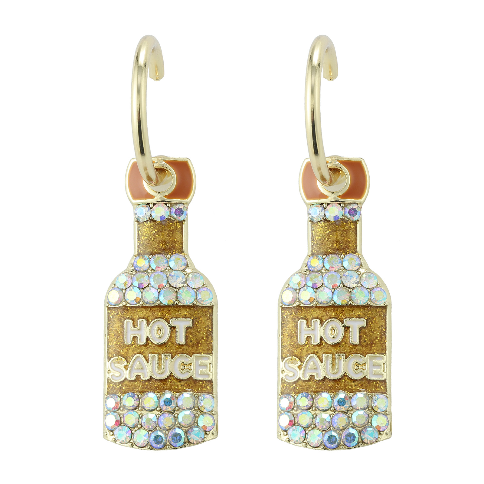 Boucles D&#39;oreilles En Diamant En Alliage De Forme De Bouteille De Vin Créative De Lettre De Mode display picture 17