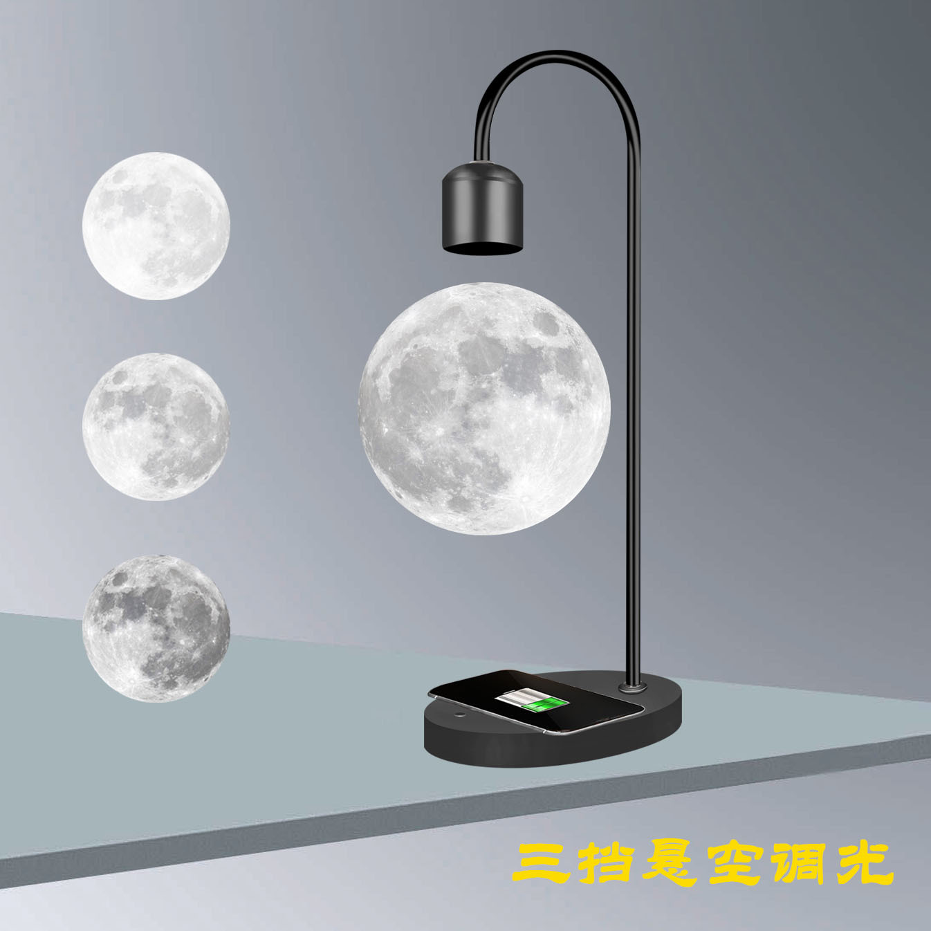 Lámpara De Luna suspendida 3D impresión integrada sin fisuras creativa suspensión magnética lámpara de mesa de Luna decoración del hogar LED luz de la noche