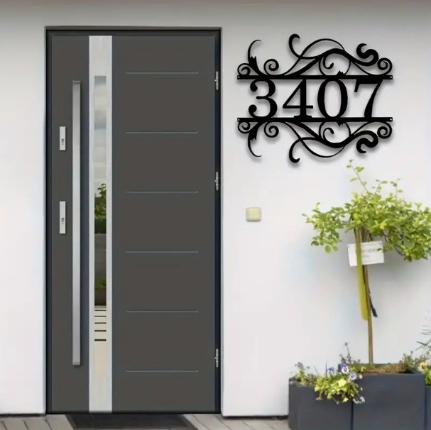 Nuevas tarjetas de dirección de casas metálicas transfronterizas personalizadas con nombres y números de hierro forjado duradero Arte de la pared exterior