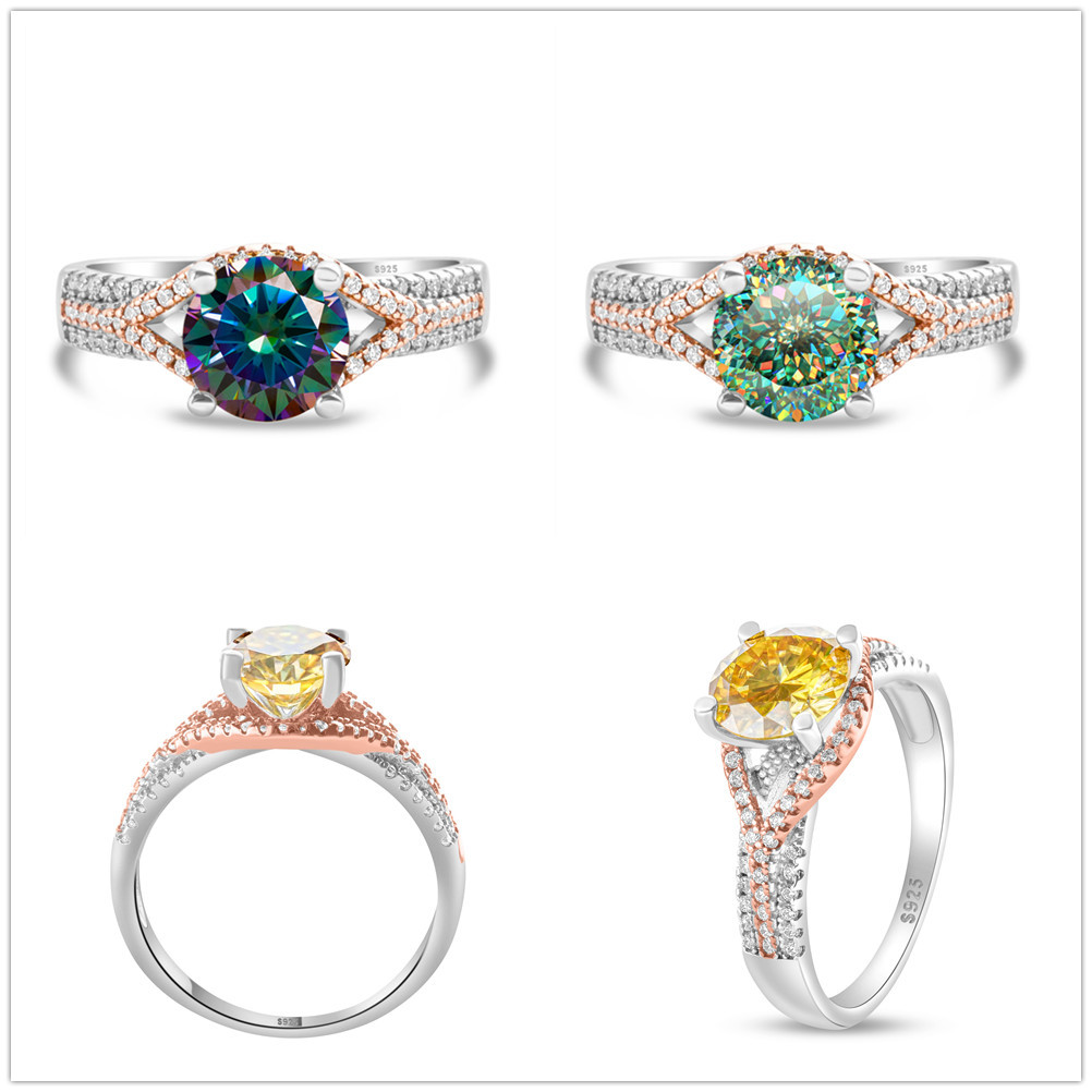 Anillo de flores de automóviles anillo de diamantes de moissan anillo de plata femenino exagerado oro anillo de diamantes de dos colores anillo de chatarra en vivo suministro