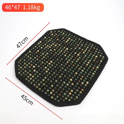 Cross-Border Car Seat Cushion, Summer Ventilated and Breathable Seat Cushion, Lumbar Support Car Cushion, Not Tired after Sitting for a Long Time, Four-Seater Car with Enhanced Sense of Luxury (Cool pad) - single-piece-of-black-mesh-green-beads