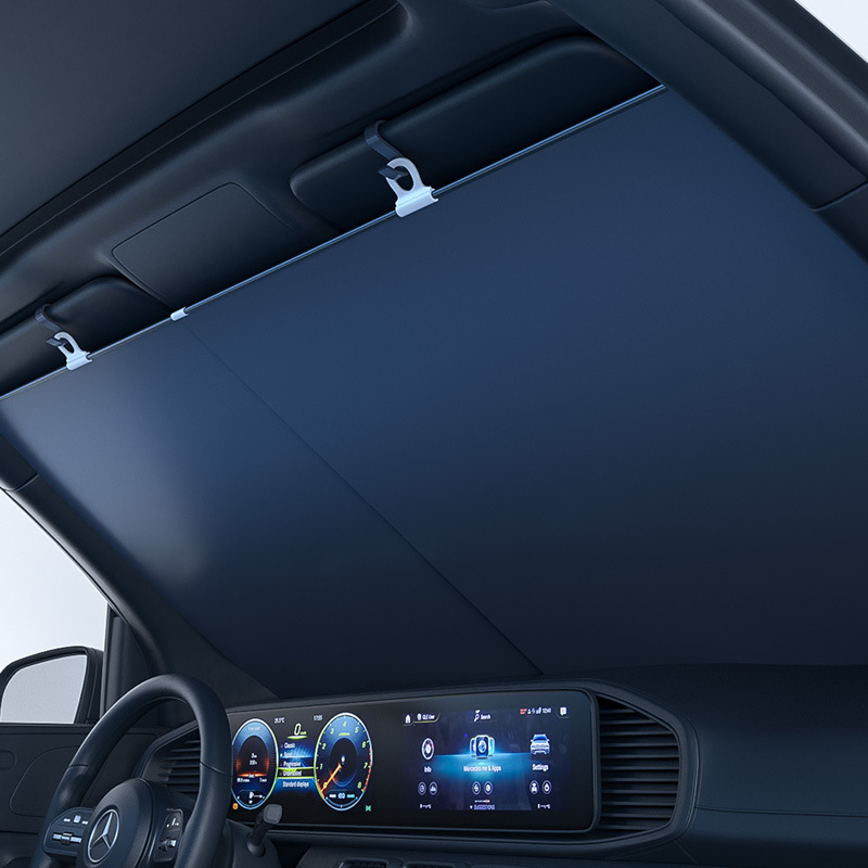 (2개) 자동차 선 바이저 프론트 쉴드 태양 보호 자동차 앞 유리 태양 커튼 자동차 태양 그늘 천 여름 단열 창 이탈리아 대회