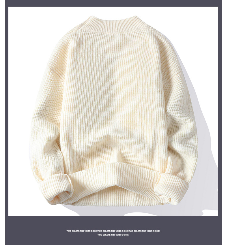 Men's Round Neck Knitted Sweater Solid Colour Casual Pullover_voghion.com
