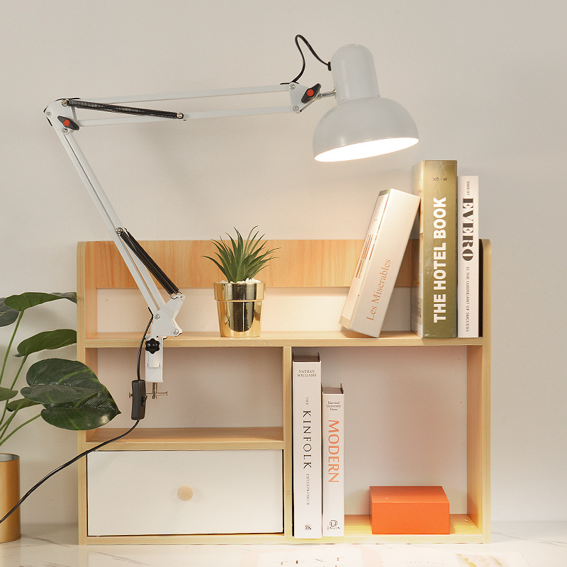美式金属支架折叠夹灯三档书桌大学生可调可折叠照明夹灯