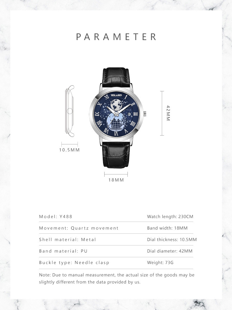 new hot sale fashion Earth calendar men's watch men's watch Belt Men's Watch_voghion.com