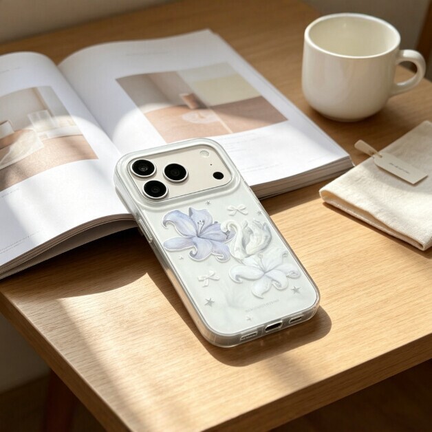 ins-style high-end oil painting swan and lily flower phone case for Apple 17Pro/16/15/14, simple design for 13, niche style for 12, unique for 11 ins-style high-end oil painting swan and lily flower phone case for Apple 17Pro/16/15/14, simple design for 13, niche style for 12, unique for 11