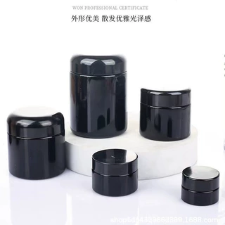 定制紫晶大麻瓶防紫外线黑色玻璃瓶50ml膏霜黑瓷面霜瓶大容量空瓶