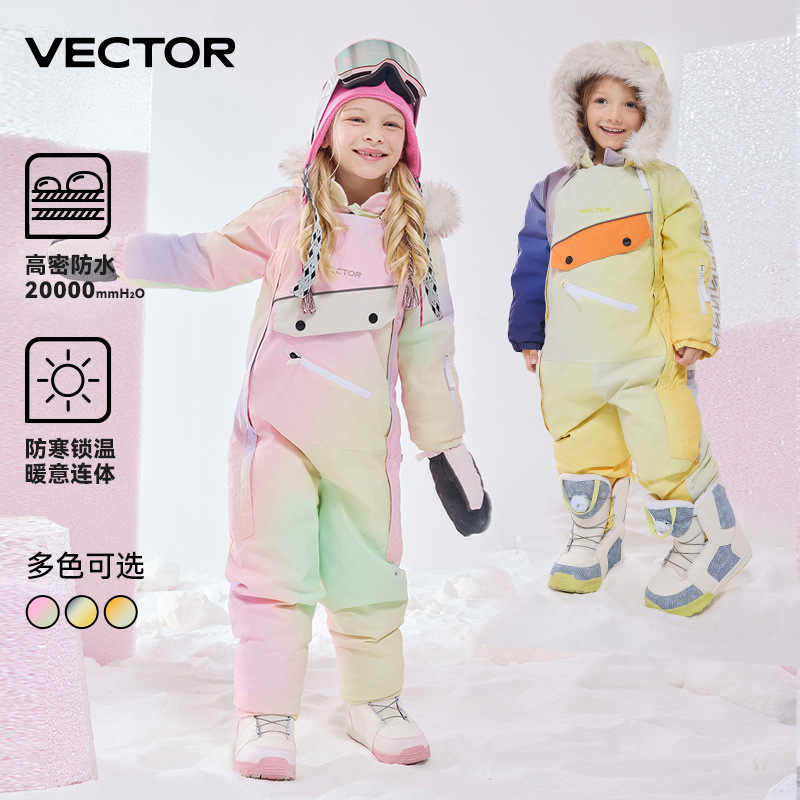 Vector Plays with New Kidsren's Ski Suits for Boys and Girls, One-Piece Warm Outdoor Snowboarding Suits and Pants