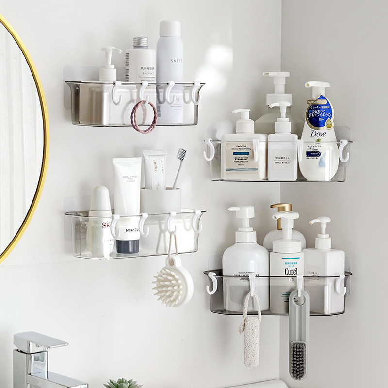 Yiyue Bathroom Rack Drain Tripod Toilet Storage Rack Wall Hanging Shower Gel Shampoo Shelf Free