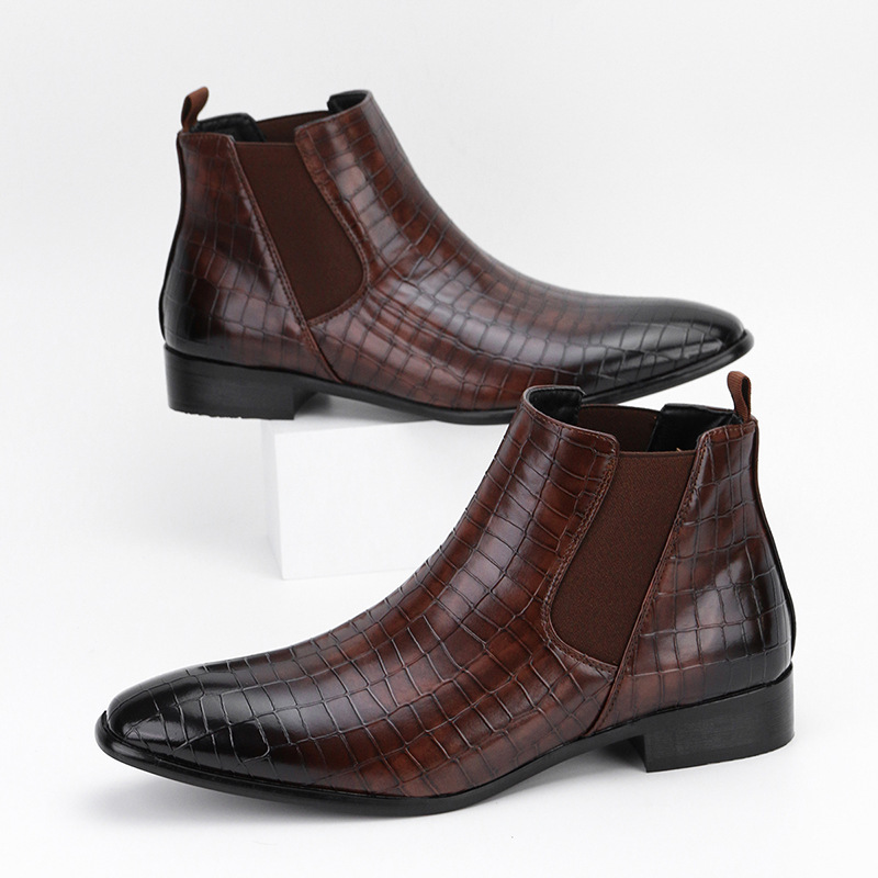 Men cut British style casual men's ankle boots_voghion.com