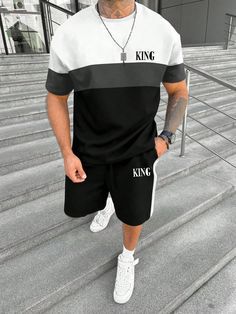 Comercio exterior europeo y americano Amazon 2025 nuevo estilo casual a juego de color manga corta cuello redondo camiseta pantalones cortos traje ME5 MA04