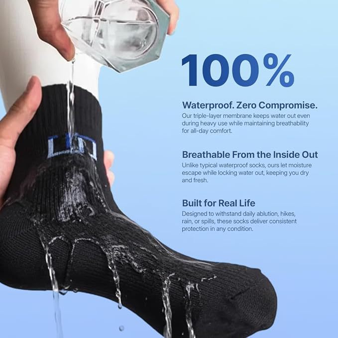 Professional Waterproof Socks for Men and Women, Outdoor Hiking Socks, Breathable, Anti-Suffocation, Wading, Warm and Wear-Resistant Waterproof Socks on Rainy Days
