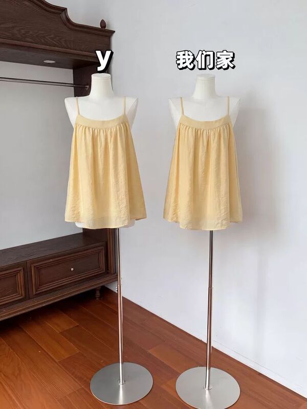 Casual Style Pleated Square Neck Camisole for Women 2026 Summer New Casual Versatile Niche Design Women's Top Casual Style Pleated Square Neck Camisole for Women 2026 Summer New Casual Versatile Niche Design Women's Top
