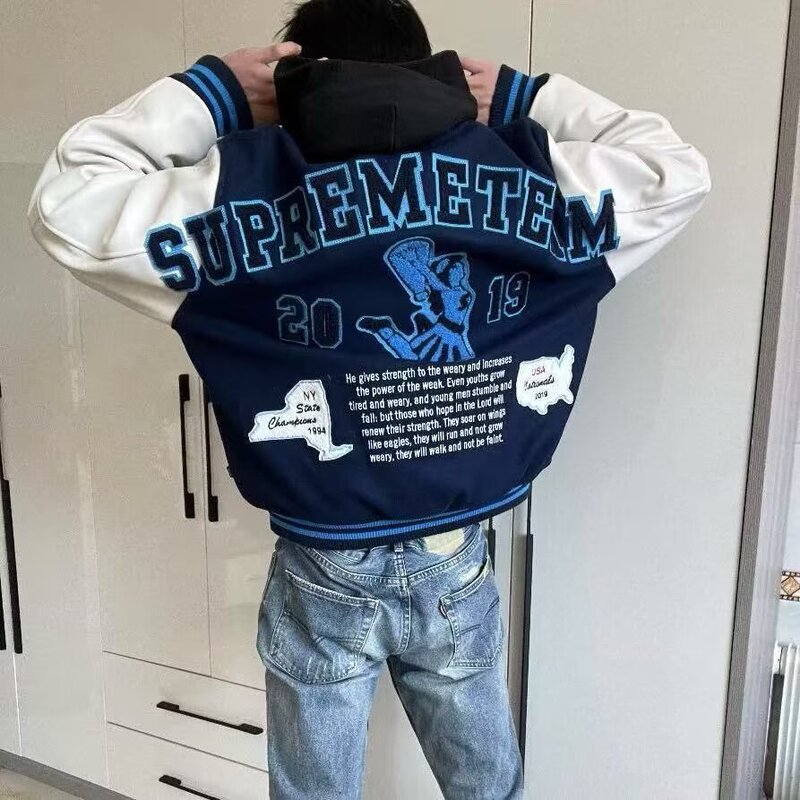 Spring and Autumn New Independent Sup25Th Anniversary New York Limited Vibe Trendy Brand Baseball Jacket Jacket for Men and Women Couples