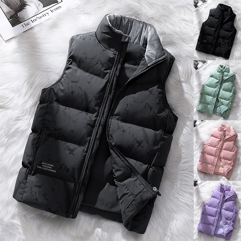 Abajo Chaleco de los hombres de otoño e invierno ligero cálido Chaleco de los hombres y la pareja de las mujeres chaleco suelto cuello alto sin mangas abrigo de los hombres