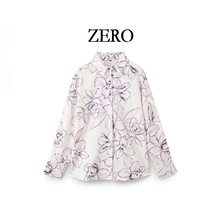 ZERO自制欧美风百搭新款女装经典印花丝缎质感衬衫2346110长袖