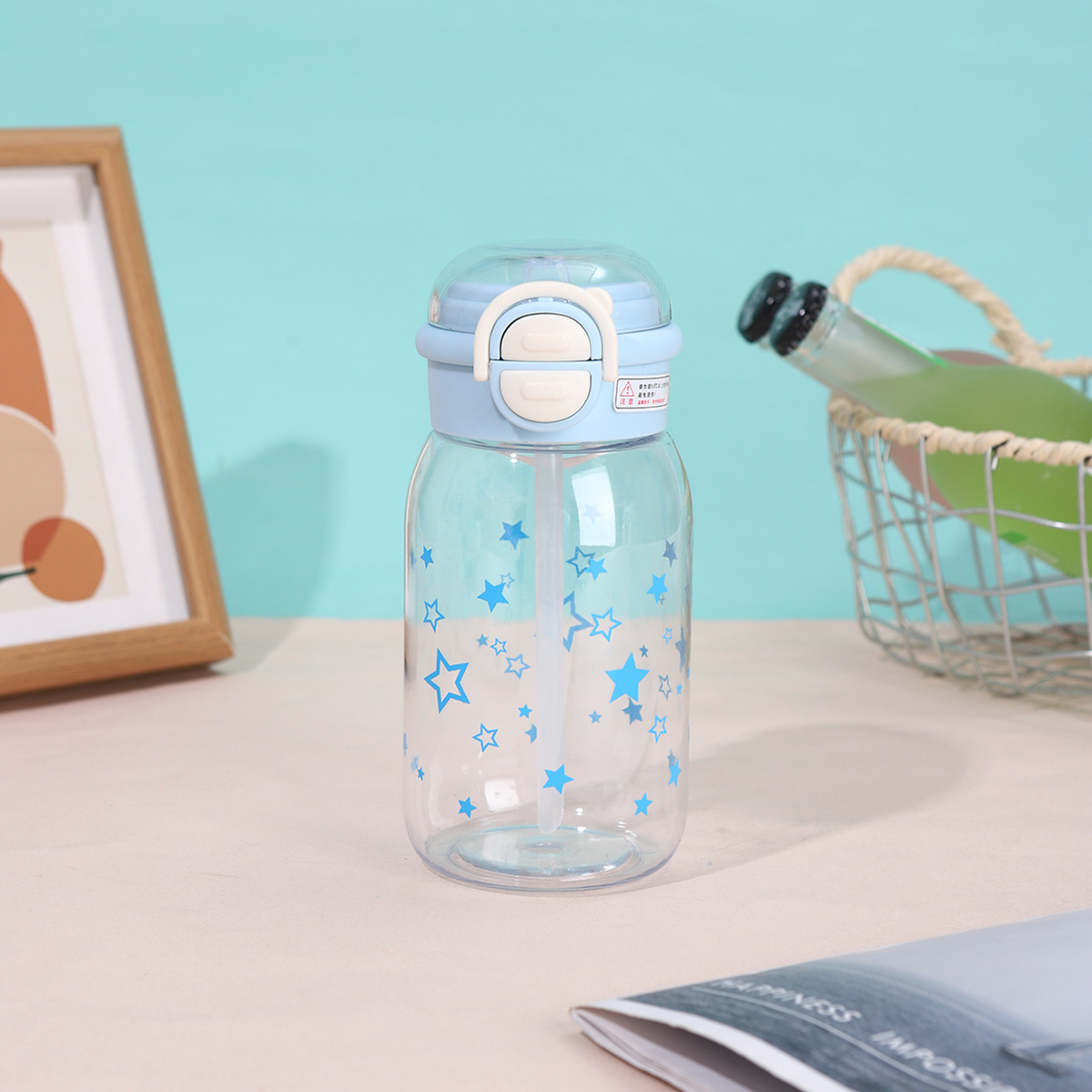 Childrens Straw Water Bottle High Capacity Leakproof Cartoon Cup_voghion.com