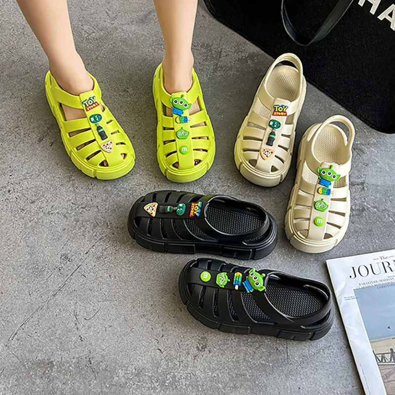 Новые Римские сандалии толстой подошвой спортивная верхняя одежда EVA Crocs обувь Баотоу пляжные тапочки с плоской подошвой повседневный стиль
