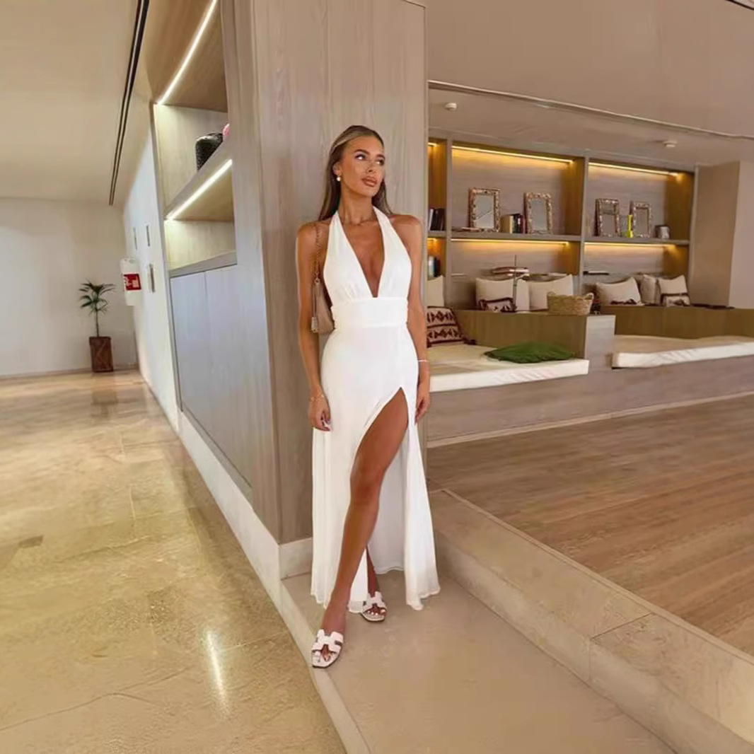 2025 New European And American Fashion Cross-Border Trade Women's Waist-Cinching Adjustable Strap Dress_ecoleips.com