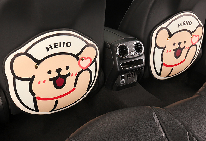 Women's cute puppy cartoon chair back anti-kick cushion car seat chair back anti-dirty anti-fouling cushion back pocket suspension type