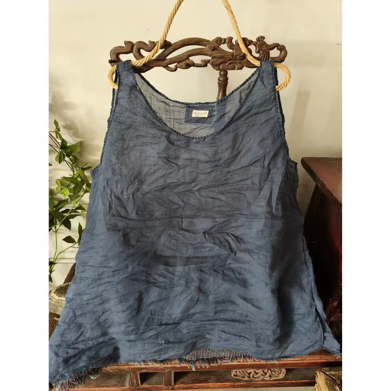 23/4/Xiao Ai/Весенний и летний литературный ретро прозрачный рами сплошной цвет