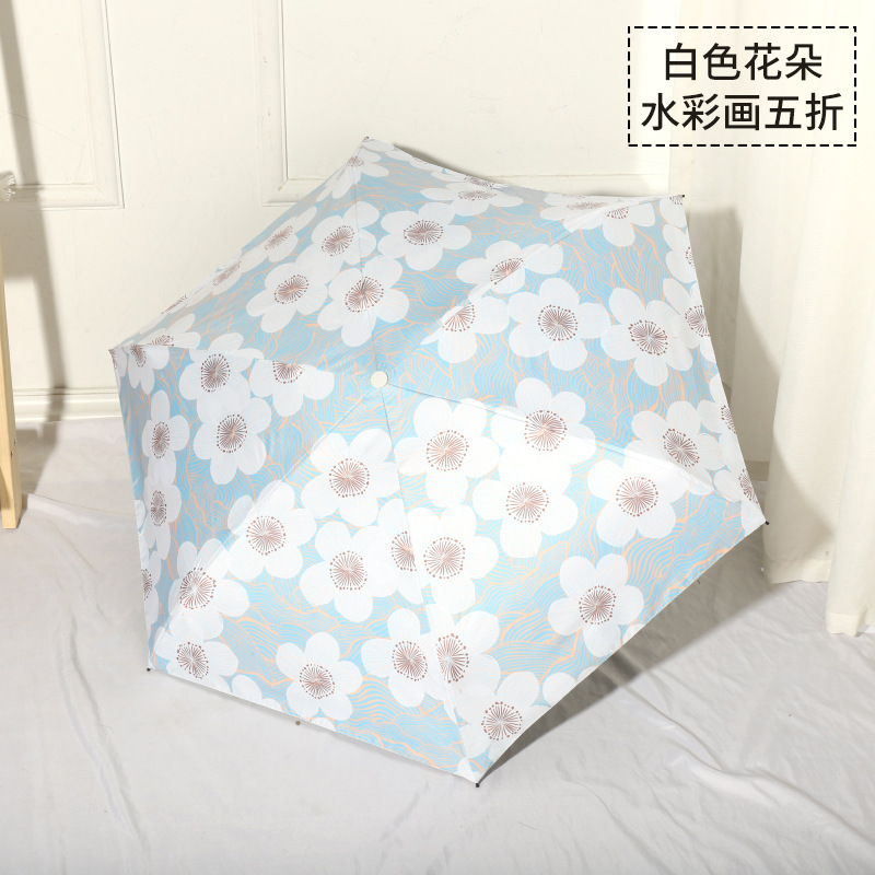 Sombrilla Plegable de Bolsillo con Vinilo Negro y Protección UV para Sol y Lluvia