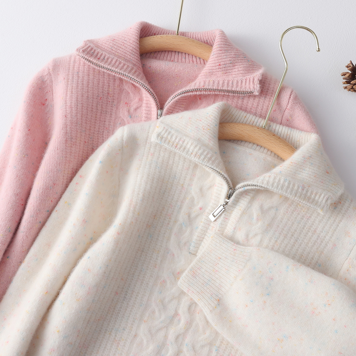 New autumn/winter children's collared wool sweater, thickened half-zip knit sweater for boys and girls, baby pullover base layer