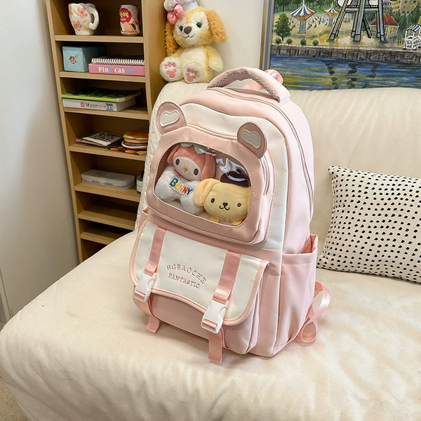 Pink [with 3 dolls in transparent window]