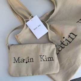 韩国小众Matin Kim裂纹帆布包大容量单肩手提托特包购物袋子母包