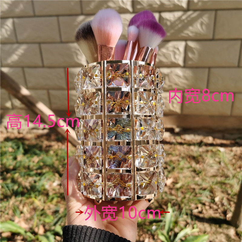 Nail Art Influencer Crystal Glass Pen Holder Storage Box Fashion European Desktop Bucket Makeup Brush Tool Professional Ornament Holder