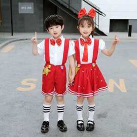 六一儿童合唱演出背带裤男女童大合唱团中小学生诗歌朗诵表演服装