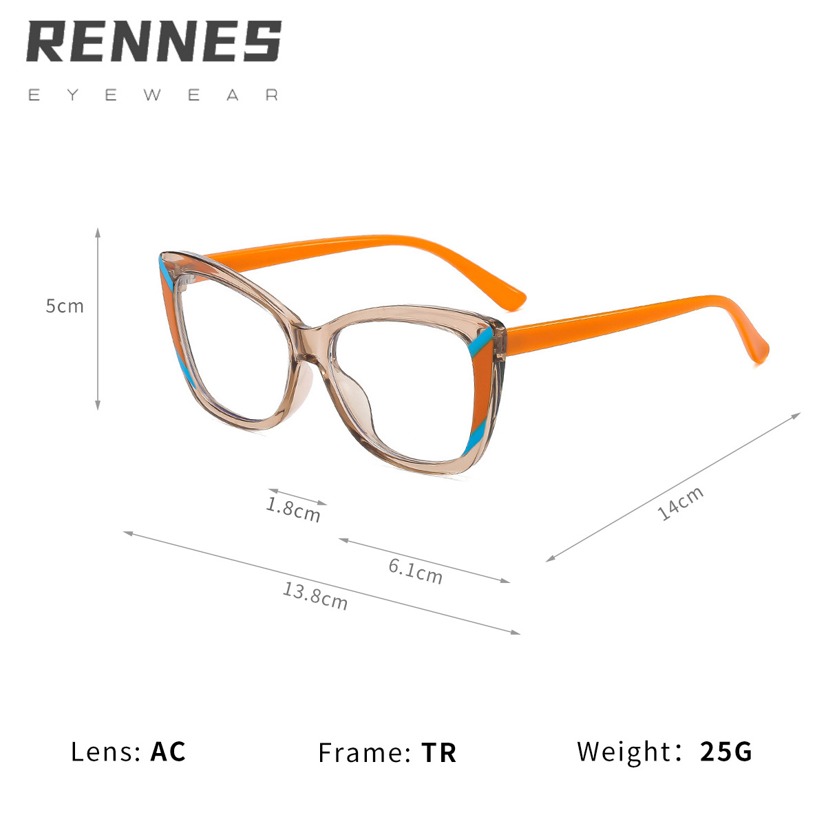 2024 nuevo estilo TR90 color de contraste elegante ojo de gato gafas anti-luz azul personalidad europea y americana gafas de marco de miopía de alta gama
