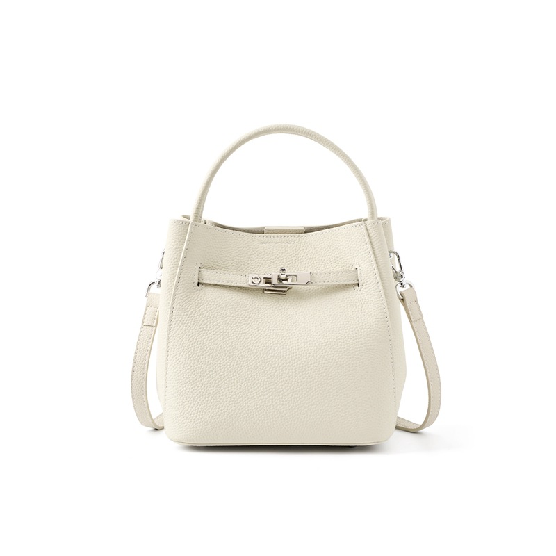 New Women's Genuine Leather Bucket Bag - Fashionable Commuter Versatile Designer Niche Crossbody Handbag - Thumbnail 6