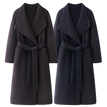 2025冬季新款女装宽松气质百搭双面呢翻领绵羊毛大衣外套W373275