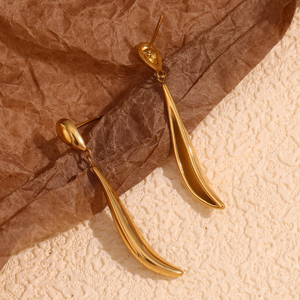 Gold Color Water Drop Stainless Steel Earrings